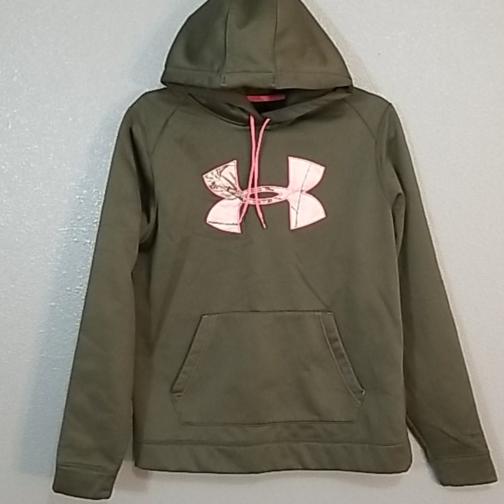 Under Armour Women's Green Pink Camo Hoodie Medium